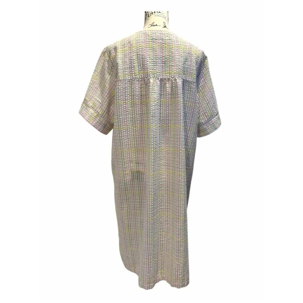 Miss Elaine seersucker snap-front robe, housecoat Sz 1X